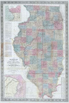 1852 Colton Sectional Pocket Map of Illinois