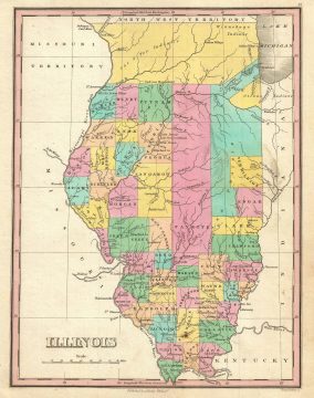 1827 Finley Map of Illinois