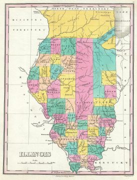 1828 Finley Map of Illinois