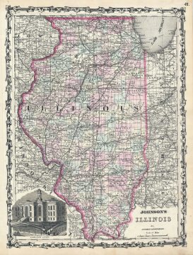 1861 Johnson Map of Illinois