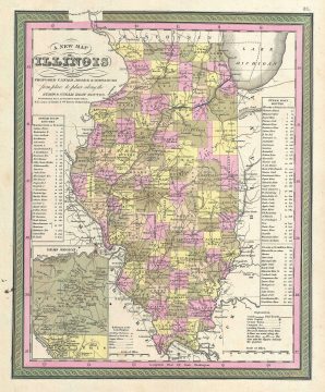 1849 Mitchell Map of Illinois