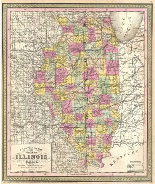 1854 Mitchell Map of Illinois