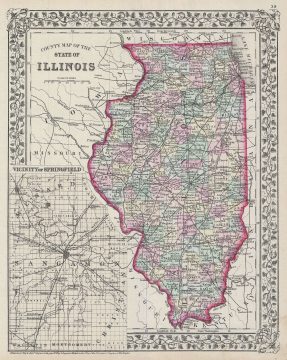 1872 Mitchell Map of Illinois
