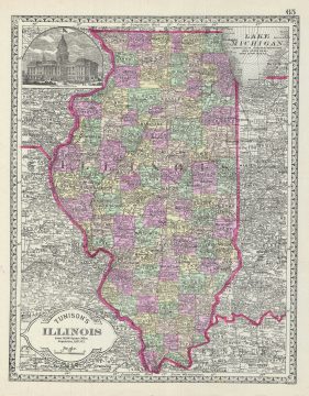1887 Tunison Map of Illinois