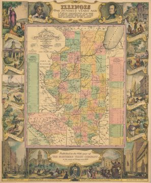1934 National Trust Company and William Mark Young Pictorial Map of Illinois