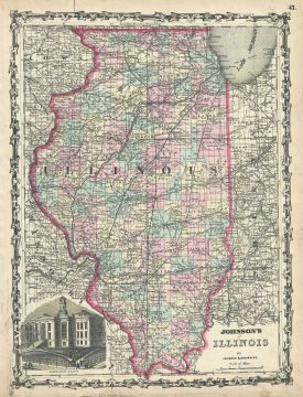 1861 Johnson Map of Illinois