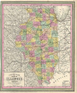 1854 Mitchell Map of Illinois