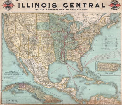 1897 Poole Brothers Railroad Map of the Illinois Central Railroad