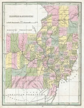 1835 Bradford Map of Illinois and Missouri