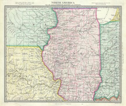 1848 S.D.U.K. Map of Illinois, Missouri, Iowa and Indiana