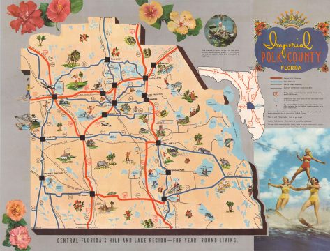 1954 Polk County Commissioners Pictorial Map of Polk County, Florida