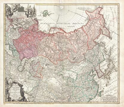 1739 Hase and Homann Heirs Map of Russia and Asia