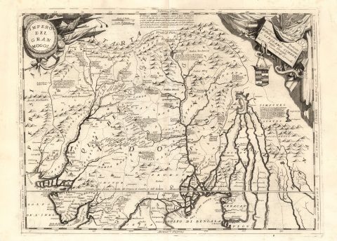 1691 Coronelli Map of the Mughal Empire or Northern India