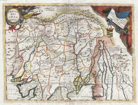 1691 Coronelli Map of the Mughal Empire or Northern India