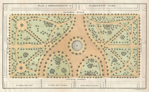 1871 Kellogg and Pilat Map of Washington Square Park, New York City
