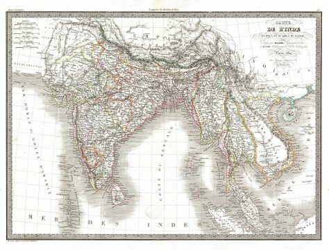 1829 Lapie Map of India and Southeast  Asia