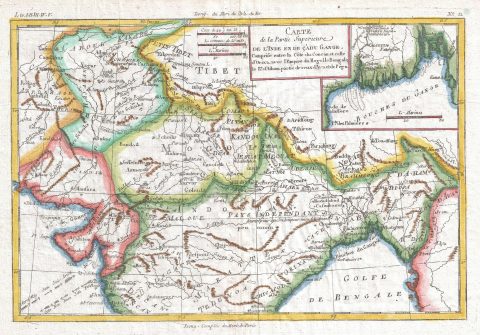 1780 Raynal and Bonne Map of Northern India