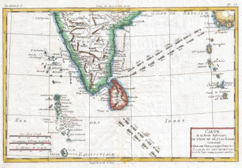 1780 Raynal and Bonne Map of Southern India
