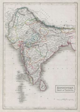 1840 Black Map of India