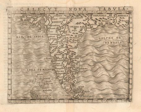 1548 Gastaldi Map of the Indian Peninsula