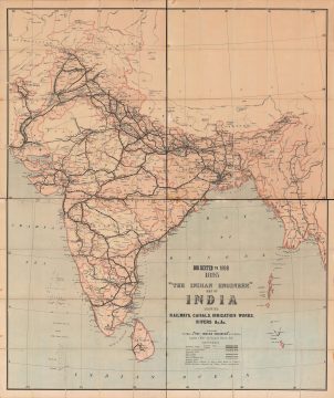 1898 'The Indian Engineer' Map of Rail and Canal Infrastructure, British Raj