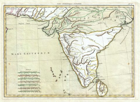 1750 Janvier Map of India in Antiquity