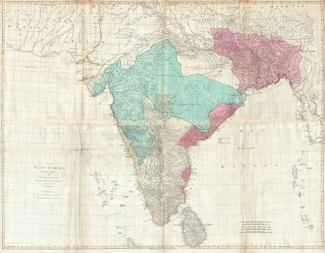 1768 Jeffreys Wall Map of India and Ceylon