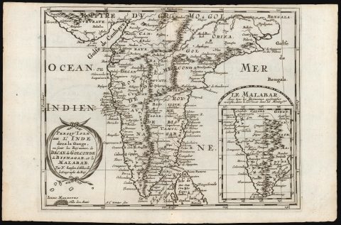 1683 Nicolas Sanson Map the Indian Peninsula and Malabar