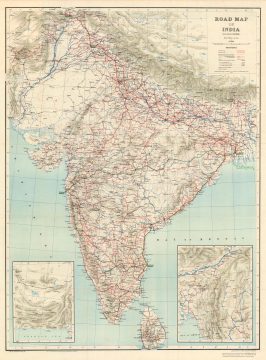 1929 Survey of India Road Map of India w/ Manuscript Notations