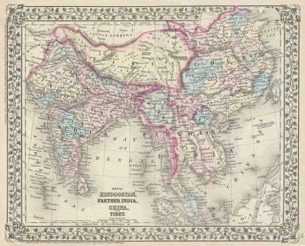 1872 Mitchell Map of India, China and Tibet