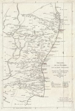 1759 La Rouge Map of Eastern India or Coromandel (Madras and Pondicherry)