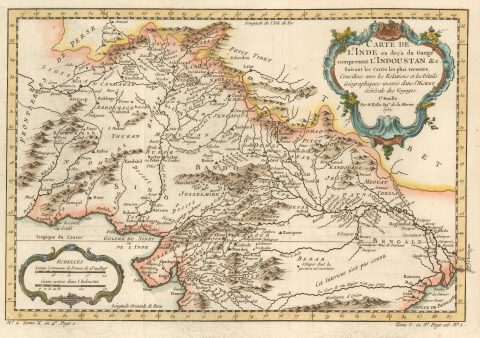 1780 Bellin Map of Northern India, Afghanistan, and Pakistan