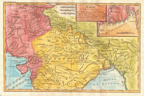 1780 Bonne Map of Northern India