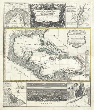 1740 Homann Heirs / D'Anville Map of Florida, Mexico, and the West Indies