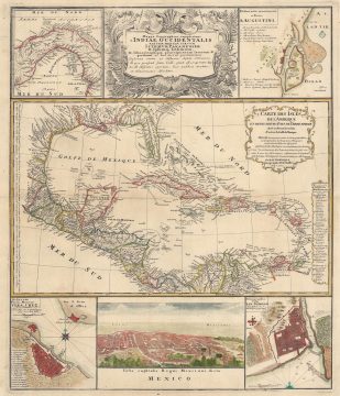 1740 Homann Heirs / D'Anville Map of Florida, Mexico, and the West Indies
