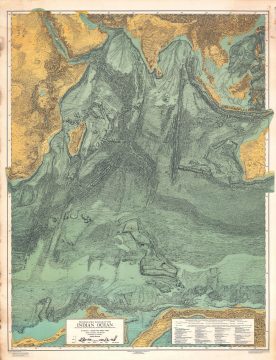 1967 Heezen and Tharp Bathymetric Wall Map of the Indian Ocean