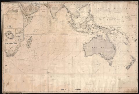 1874 Imray Blueback Nautical Chart or Maritime Map of the Indian Ocean