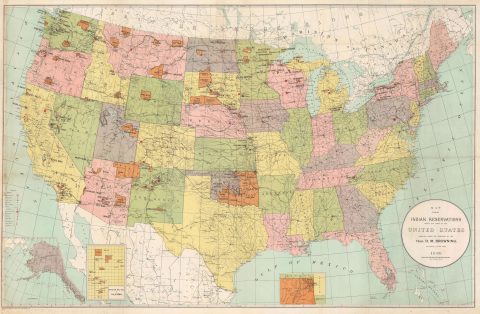 1896 Browning Map of the United States w/ Indian Reservations