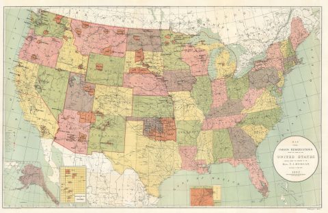 1892 Morgan Map of the United States Indian Reservations