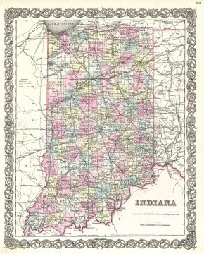 1855 Colton Map of Indiana