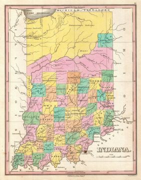 1827 Finley Map of Indiana