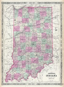 1864 Johnson Map of Indiana