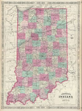 1865 Johnson Map of Indiana