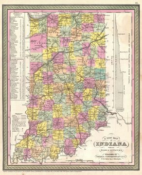 1854 Mitchell Map of Indiana