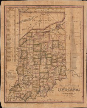1831 Tanner Pocket Map of Indiana