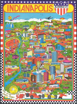 1971 Trans Continental Cartographers Pictorial Map of Indianapolis, Indiana