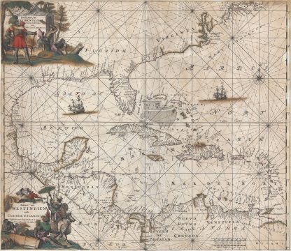 1680 De Wit Map of the West Indies and the North American Coast