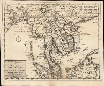 1732 Brothers Korten Map of Siam and the Surrounding Region