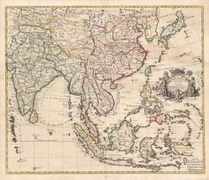 1721 Senex map of the Indies, India, Japan, China and Korea