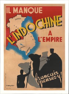 1943 Danyach Free French Persuasive Map Poster, French Indochina